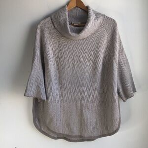LOFT chevron textured tan turtleneck poncho